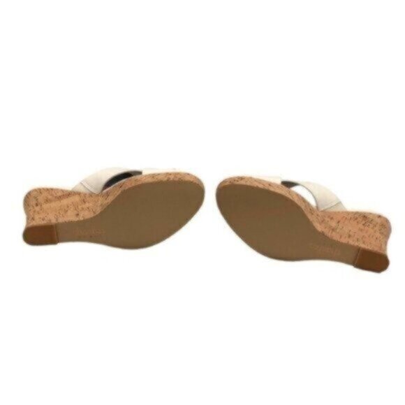 NWT Charles David White Leather Wedge Slide Business Casual Dressy Sandals 9.5M - Picture 7 of 10